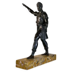 Bonze patine noire, homme barbu debout, dans l’esprit de l’antique, XIXème siècle