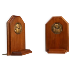 Bookends Art Déco français en bois et bronze, vers 1920