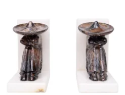 Bookends en onyx vintage et marbre blanc, design sombrero, Mexique, années 1970