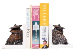 Bookends en onyx vintage et marbre blanc, design sombrero, Mexique, années 1970