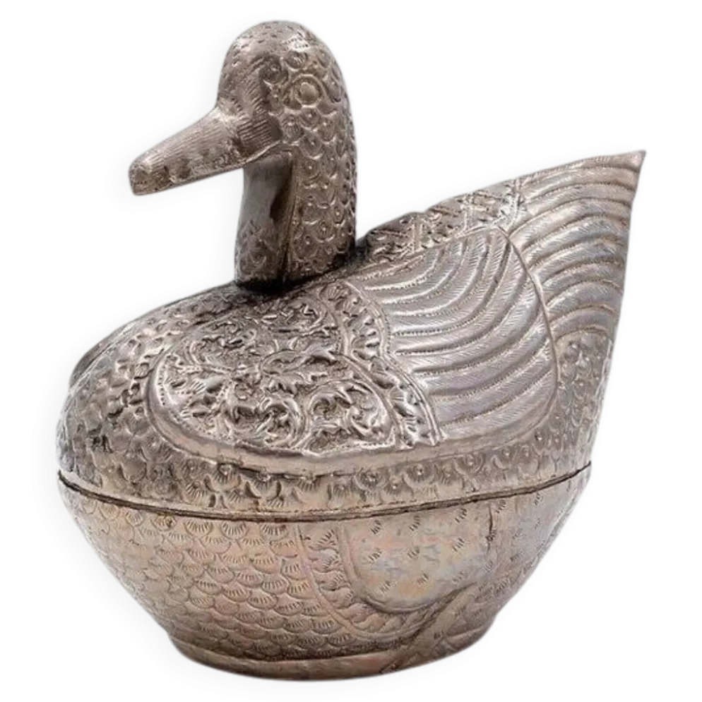 Boîte à bétel birmane en forme de canard, années 1950
