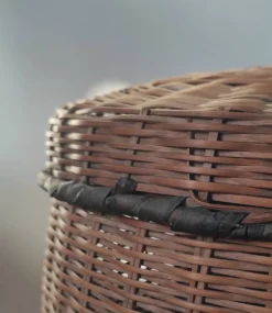 Boîte de rangement vintage en bambou tressé et osier