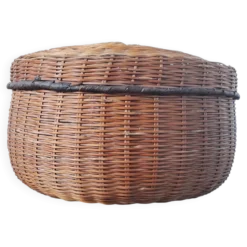 Boîte de rangement vintage en bambou tressé et osier