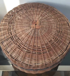 Boîte de rangement vintage en bambou tressé et osier