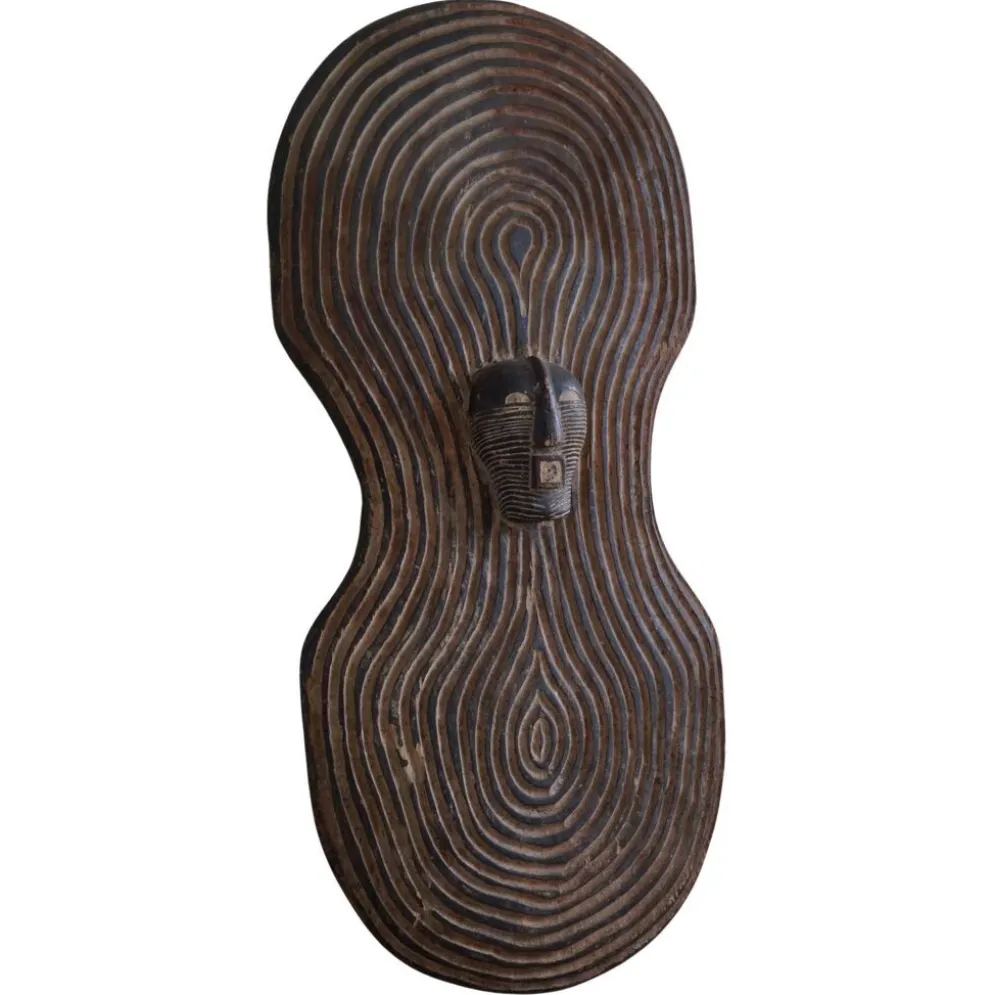 Bouclier africain vintage, art mural tribal, SONGYE SHIELD, Congo, milieu du 20e siècle