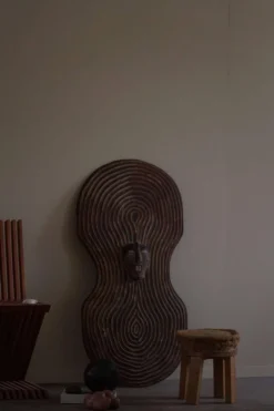 Bouclier africain vintage, art mural tribal, SONGYE SHIELD, Congo, milieu du 20e siècle