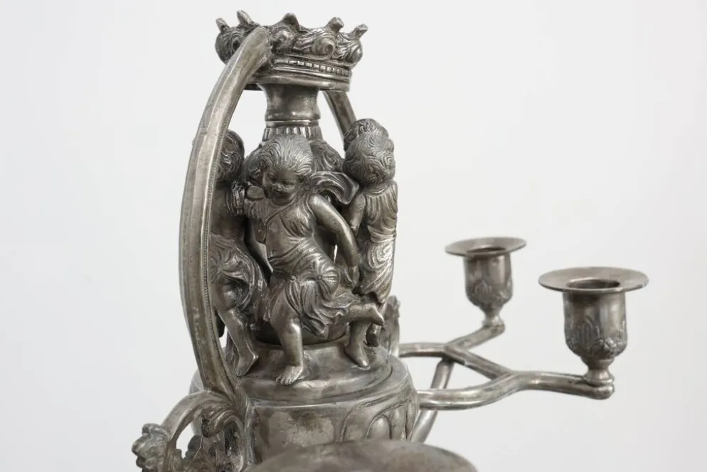 Bougeoir en étain Art Nouveau par Achille Gamba, Italie vers 1900