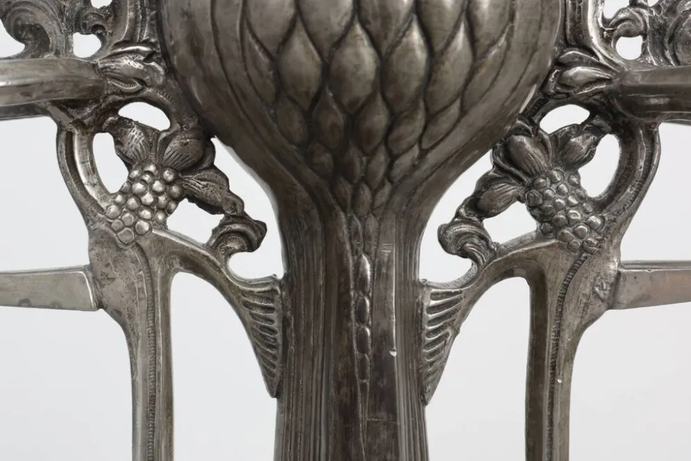 Bougeoir en étain Art Nouveau par Achille Gamba, Italie vers 1900