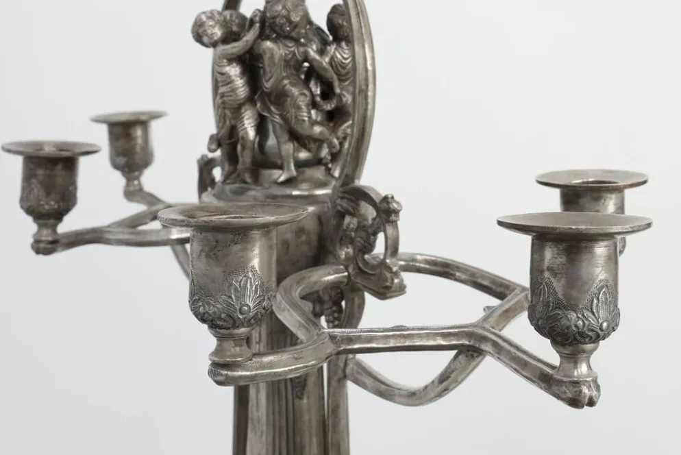 Bougeoir en étain Art Nouveau par Achille Gamba, Italie vers 1900