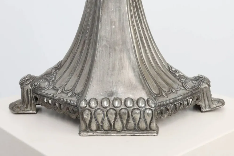 Bougeoir en étain Art Nouveau par Achille Gamba, Italie vers 1900