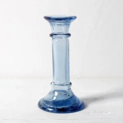 Bougeoir en verre bleu vintage / bougeoir des années 50 / Italie / années 1980
