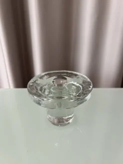 Bougeoir en verre scandinave vintage – Verre pressé transparent – Années 1970