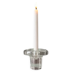 Bougeoir en verre scandinave vintage – Verre pressé transparent – Années 1970