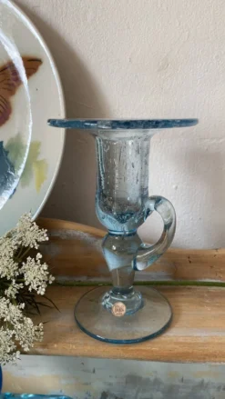 Bougeoir en verre soufflé bullé Biot