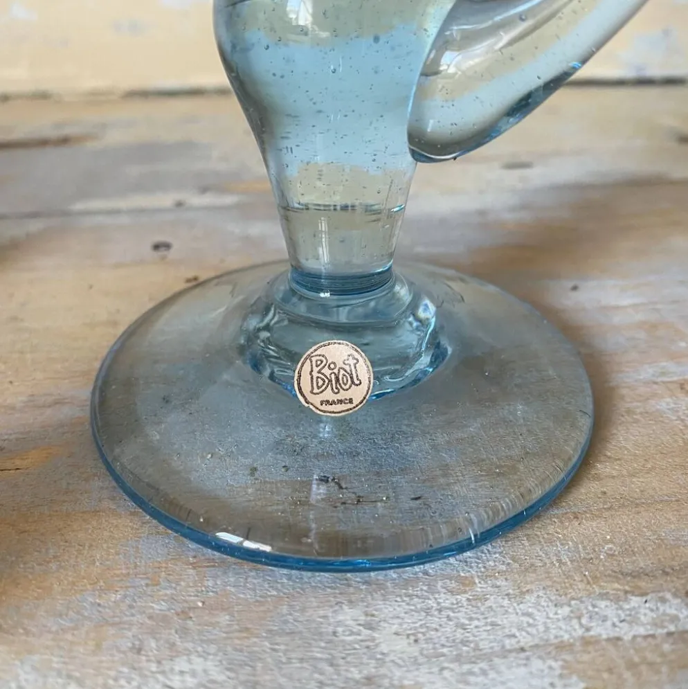 Bougeoir en verre soufflé bullé Biot