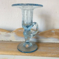 Bougeoir en verre soufflé bullé Biot