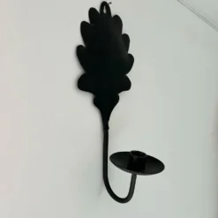 Bougeoir feuille de chêne en fer forgé