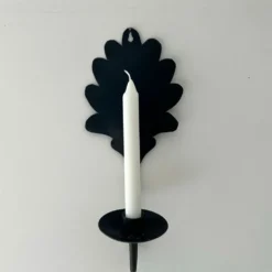 Bougeoir feuille de chêne en fer forgé
