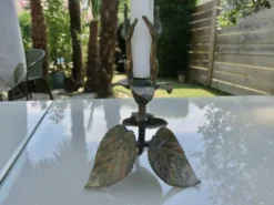 Bougeoir floral en bronze, style art nouveau, années 30 40