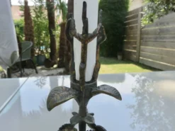 Bougeoir floral en bronze, style art nouveau, années 30 40