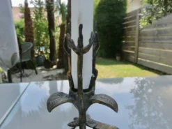 Bougeoir floral en bronze, style art nouveau, années 30 40