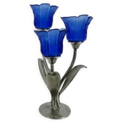 Bougeoir " Jean Goardere " en étain et verre 1970