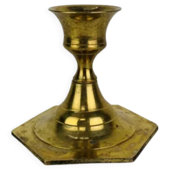 Bougeoir laiton doré octogonal, vintage