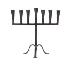 Bougeoir Menorah à 7 branches en fer forgé, années 50
