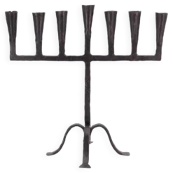 Bougeoir Menorah à 7 branches en fer forgé, années 50