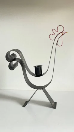 Bougeoir métal forme coq suède vintage
