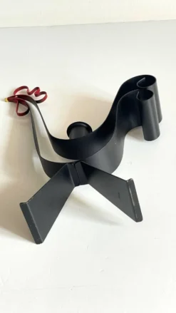 Bougeoir métal forme coq suède vintage