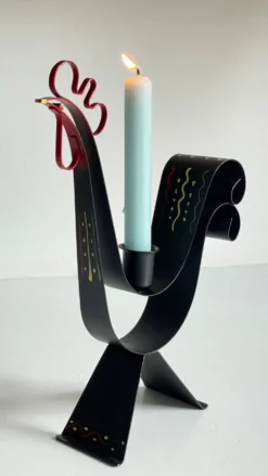 Bougeoir métal forme coq suède vintage