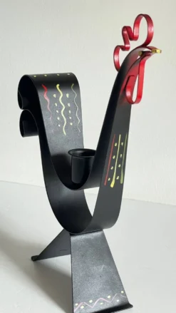 Bougeoir métal forme coq suède vintage