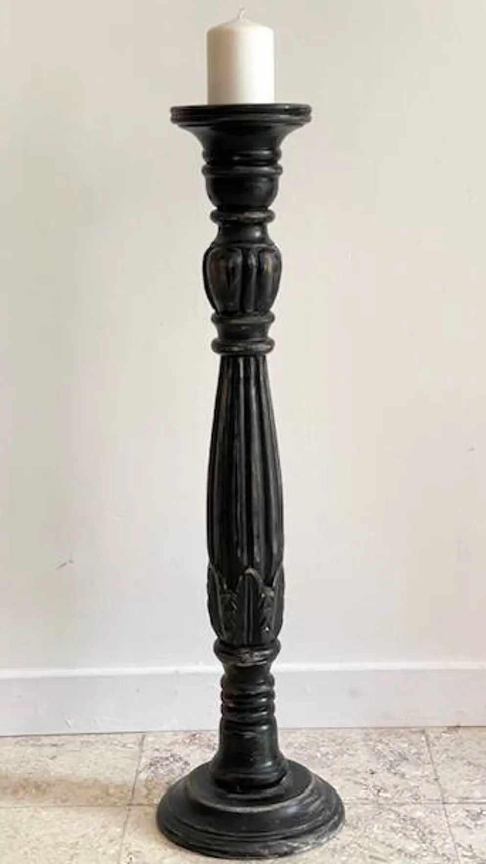 BOUGEOIR Pique-Cierge 65cm Chêne massif