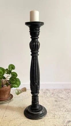 BOUGEOIR Pique-Cierge 65cm Chêne massif