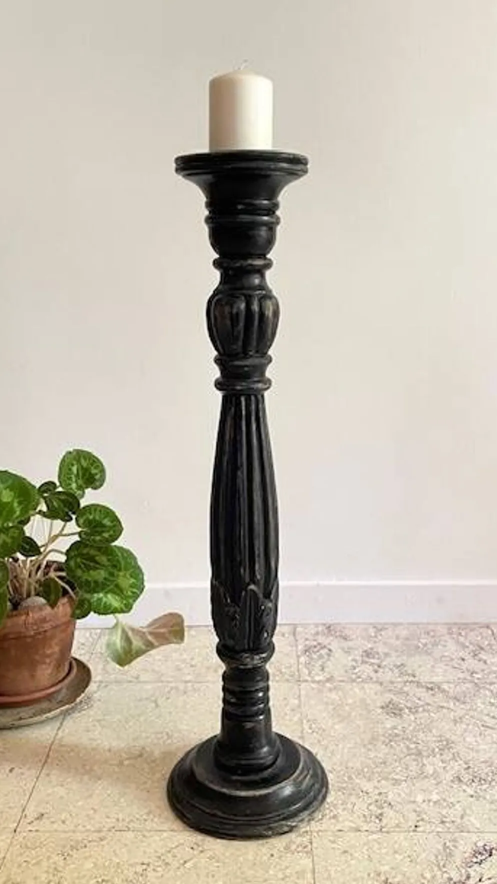 BOUGEOIR Pique-Cierge 65cm Chêne massif