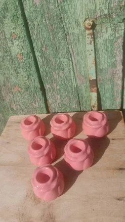 6 bougeoirs bouton de rose