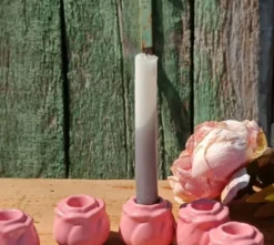 6 bougeoirs bouton de rose