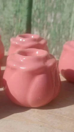 6 bougeoirs bouton de rose