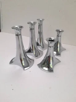 5 bougeoirs chromés modulaires WMF
