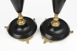 Bougeoirs en bronze et céramique de style Empire, France, années 1870, ensemble de 2