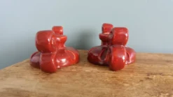 Bougeoirs en céramique artisanale bordeaux