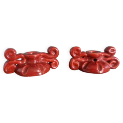 Bougeoirs en céramique artisanale bordeaux