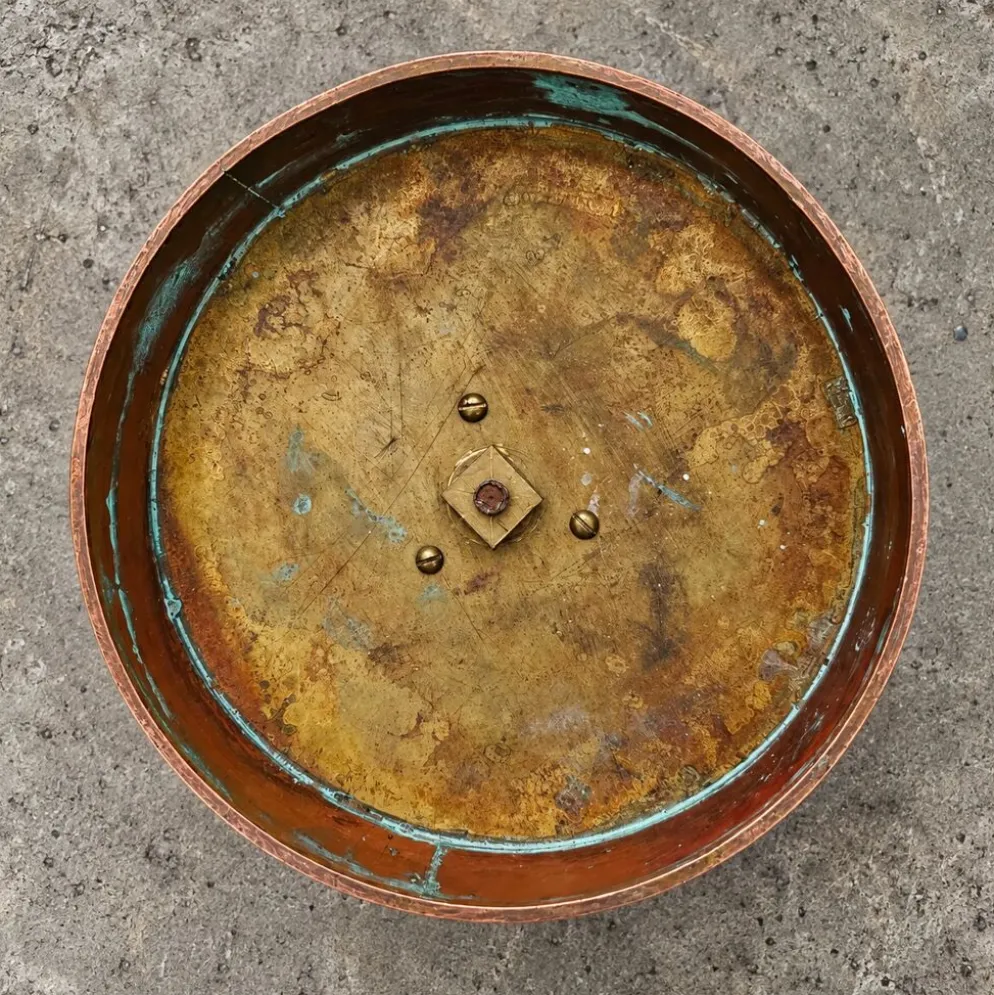 4 bougeoirs postmodernes cuivre et laiton, années 1970