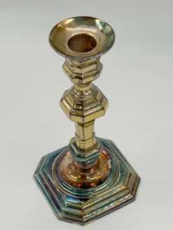 Bougeoir vintage en laiton argenté