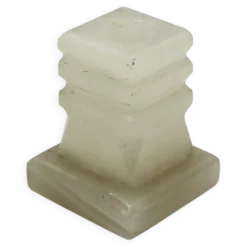 Bougeoir vintage en onyx sculpté, design architectural à gradins