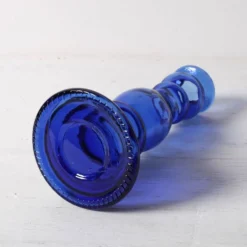 Bougeoir vintage en verre bleu cobalt / Italie / Années 1990