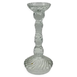 Bougeoir vintage en verre pressé torsadé