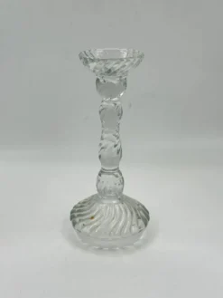 Bougeoir vintage en verre pressé torsadé