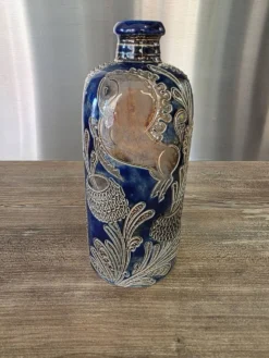 Bouteille soliflore en grès au sel West Germany – Bleu cobalt vintage